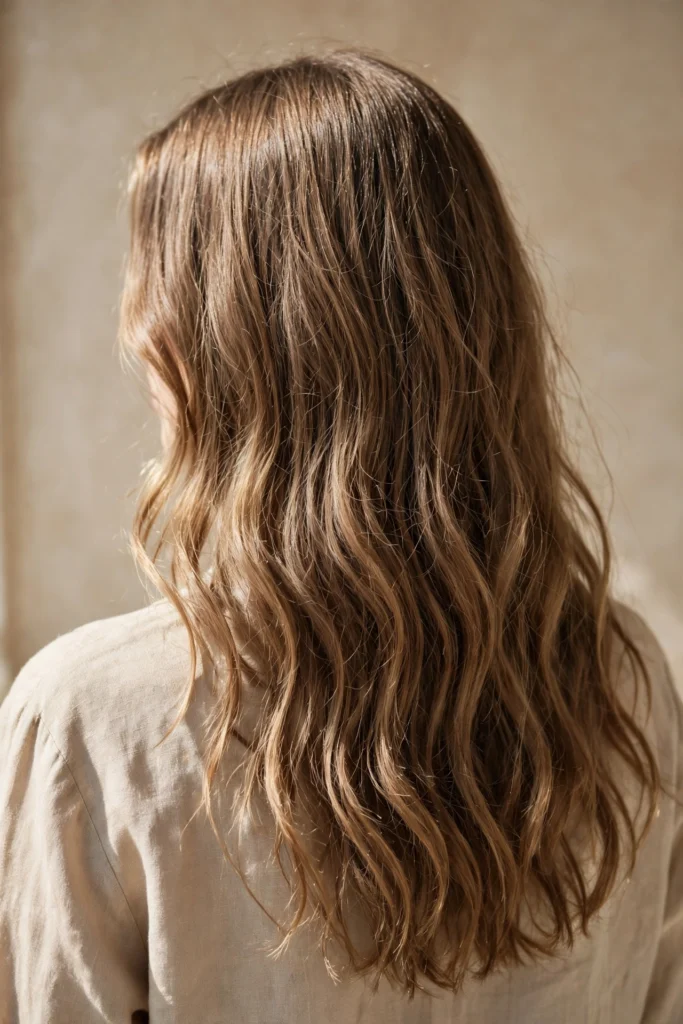 Back view of long hair in soft natural waves